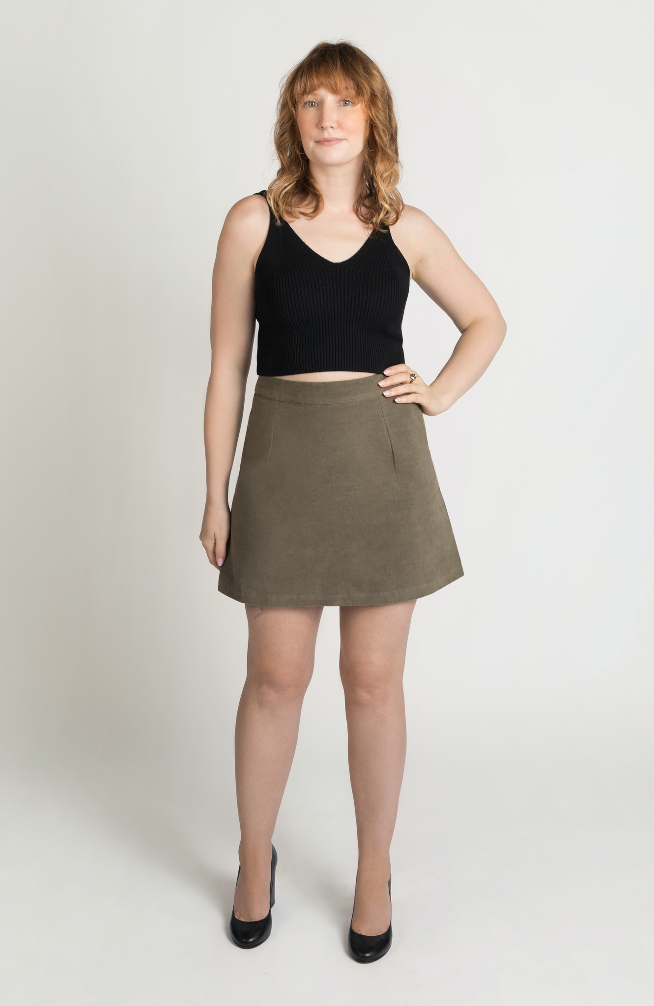 Corduroy mini skirt green online