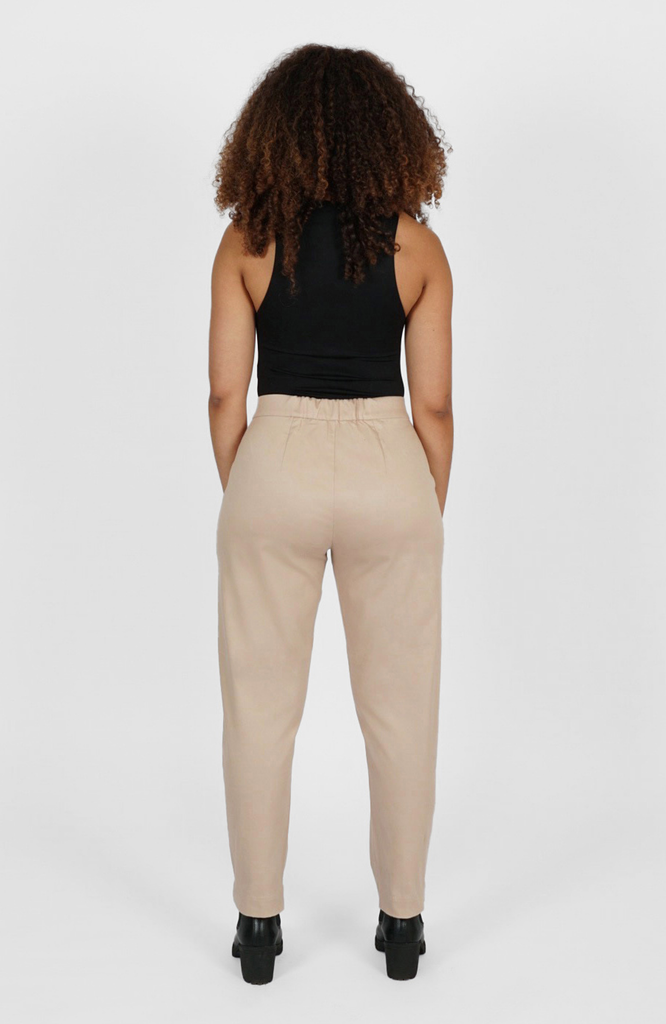 The fit through the seat, hips and thighs is unparalleled, particularly for women with fuller bottom shapes. The pant also features a back elastic for comfort fit at the high waist. 