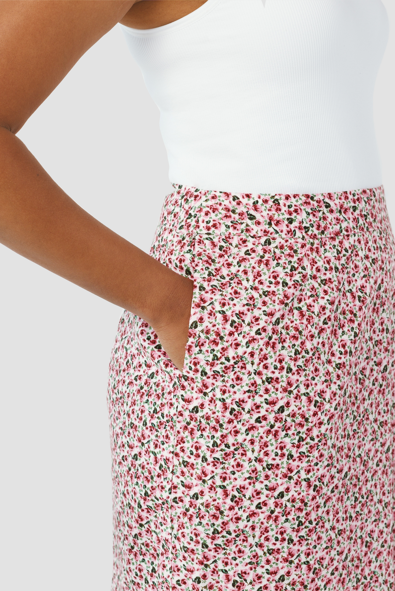 Kookai pink midi sales skirt