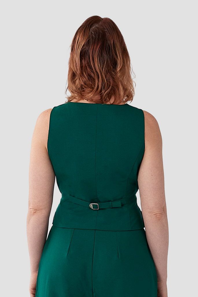 The Wool Vest by Aam features an adjustable back strap to cinch the waist for a "just right" fit.