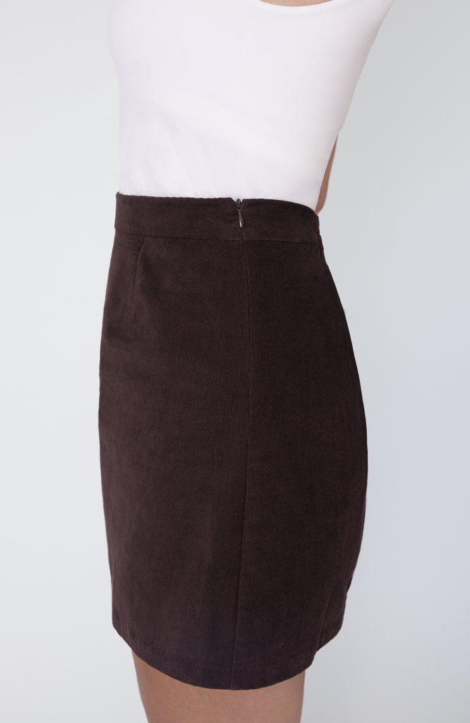 A discreet, concealed zipper offers a seamless finish and ease of wear. Shown here in our classic espresso brown hue.