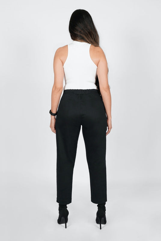 Buy MADAME M SECRET Black Drawstring Cotton Trousers for Women at Amazon.in